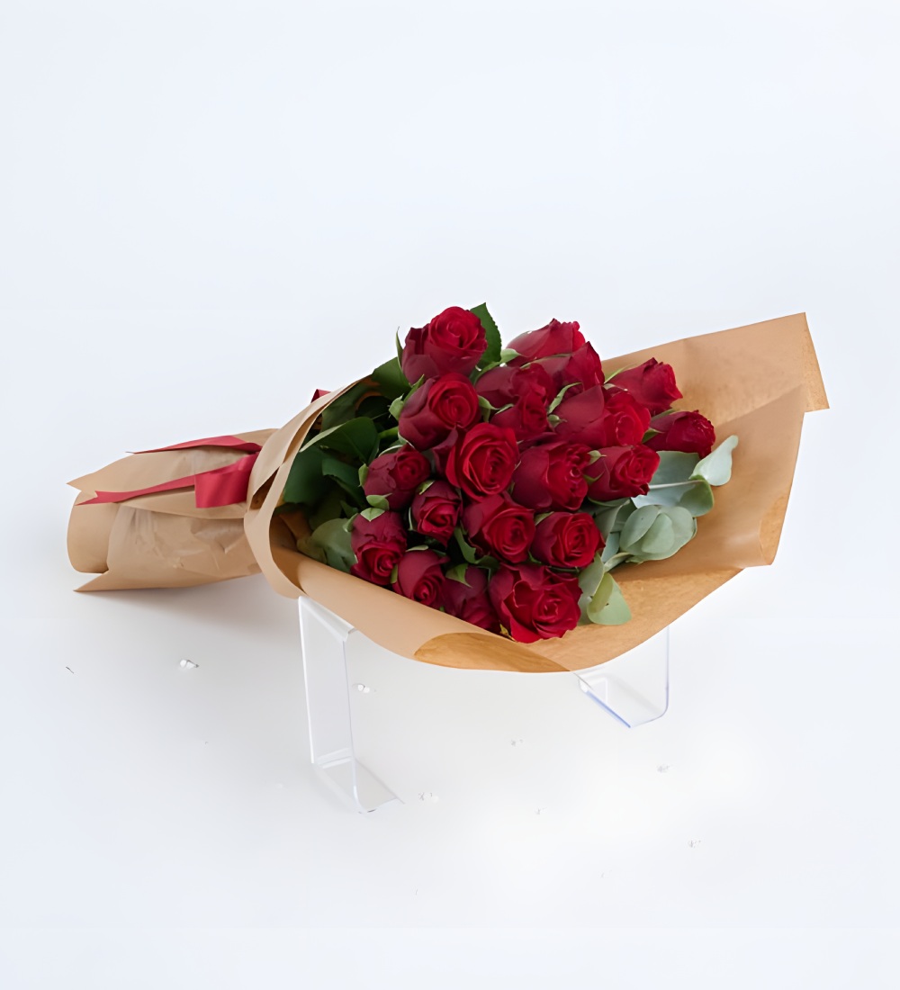 Kraft Buket Kağıdında 20'li Kırmızı Gül Buketi
